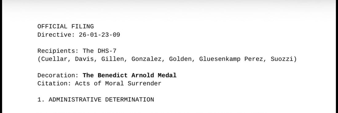 The DHS-7 awarded Benedict Arnold Medal