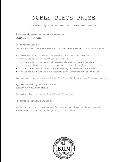 Noble Piece Prize (Printable Certificate)